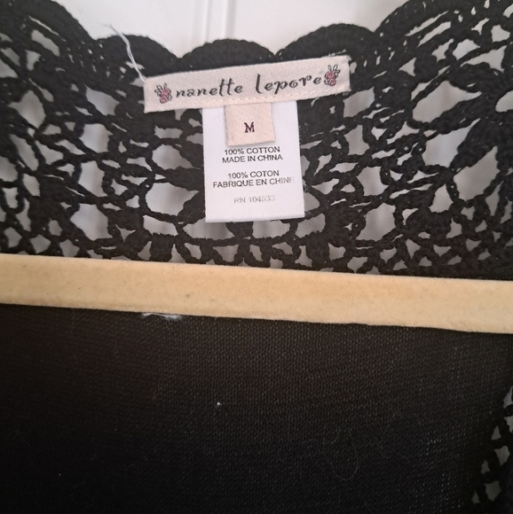 NANETTE LEPORE black cotton crochet knit cut out short sleeve cover up dress M - Picture 7 of 10